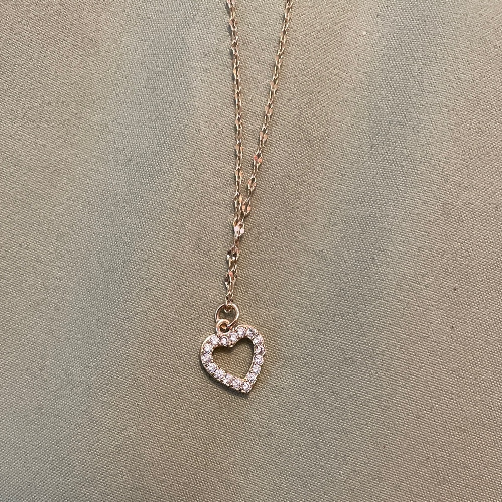 Brandy Melville Rhinestone Heart Pendant Necklace